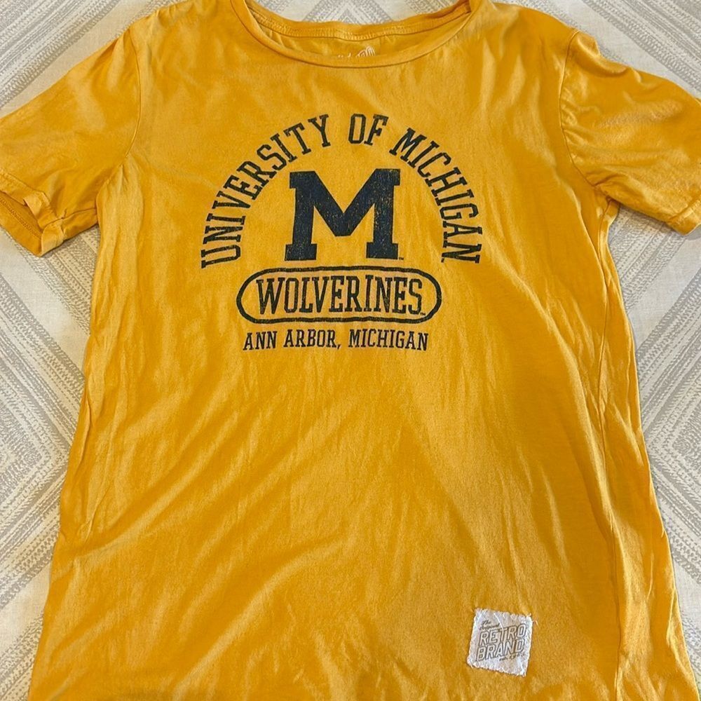 The Original Retro Brand Boys Maize and Navy U of Michigan T-shirt
